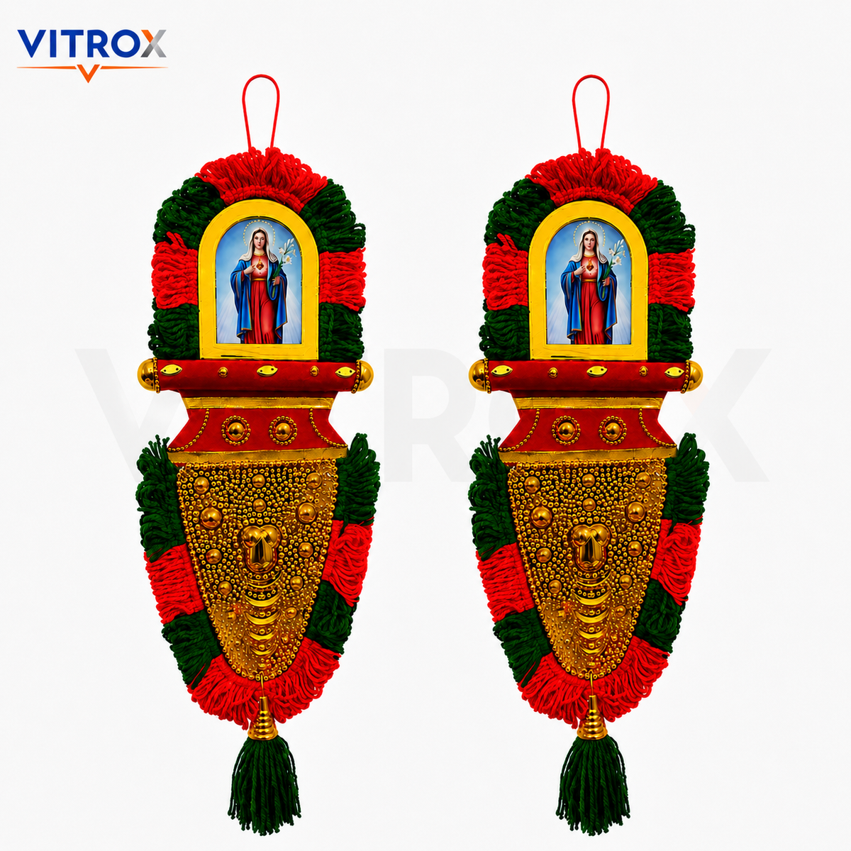 Vitrox Double-side Handmade Mother Mary Devotional Wall Hanging