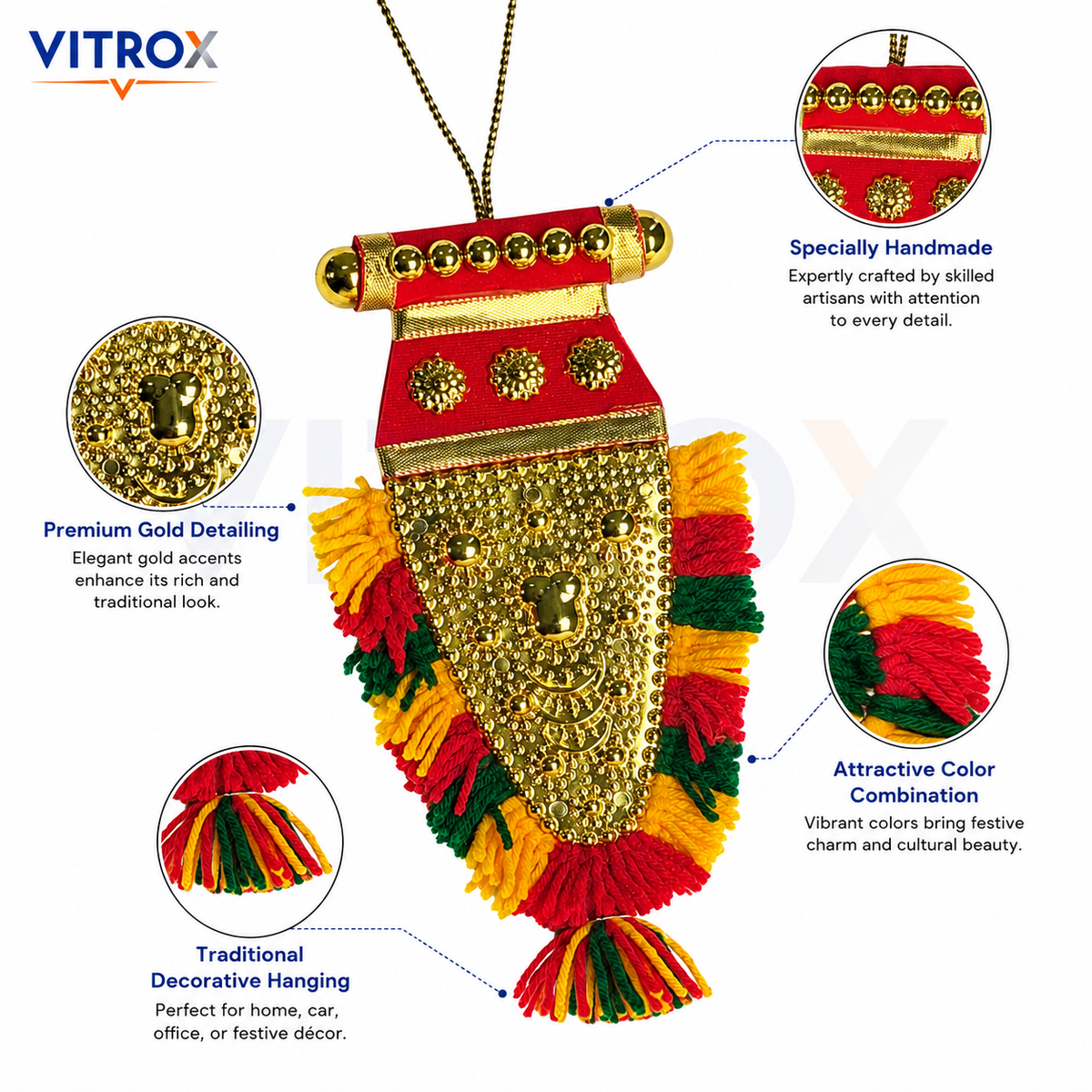 Vitrox Handmade Traditional Nettipattam Hanging Décor – Single Side Design