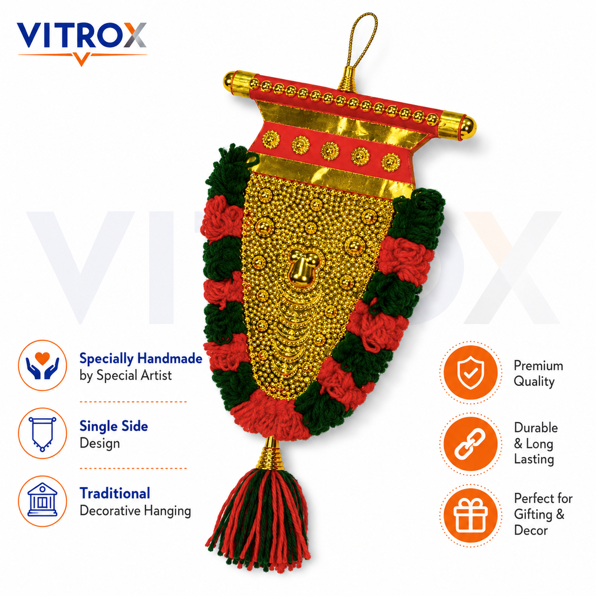 Vitrox Handmade Traditional Nettipattam Wall Hanging Décor – Single Side Design