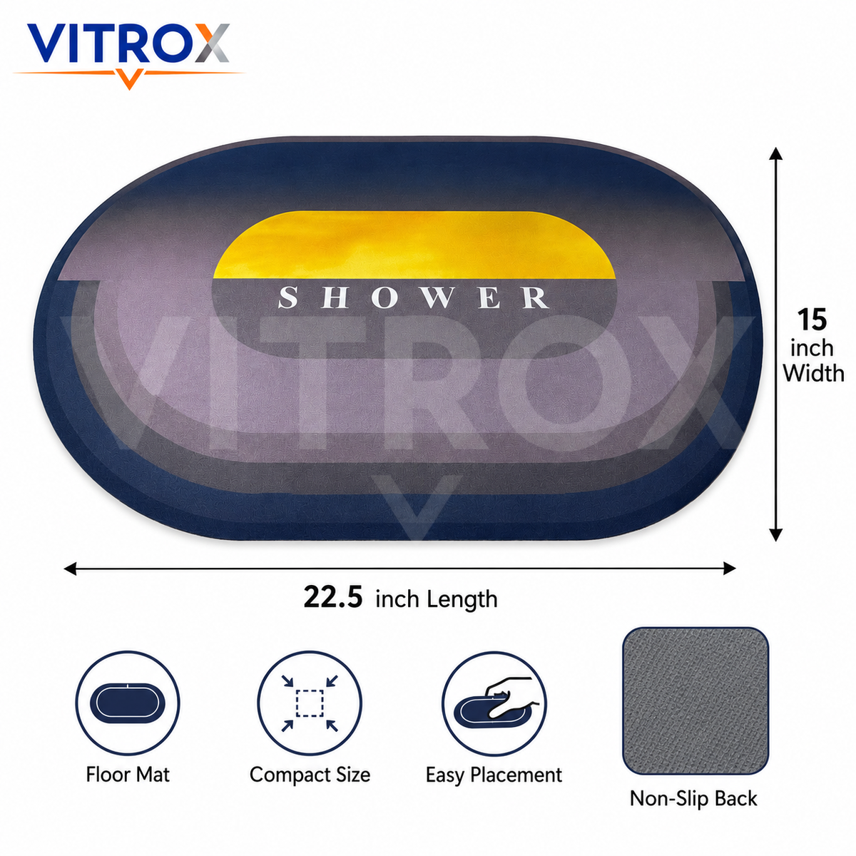 Shower Floor Mat with Anti-Slip Backing