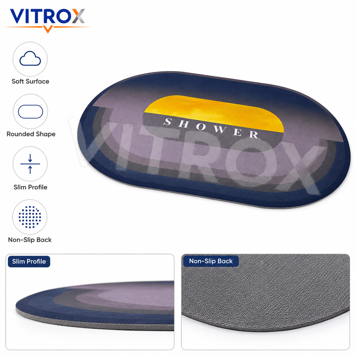 Shower Floor Mat with Anti-Slip Backing