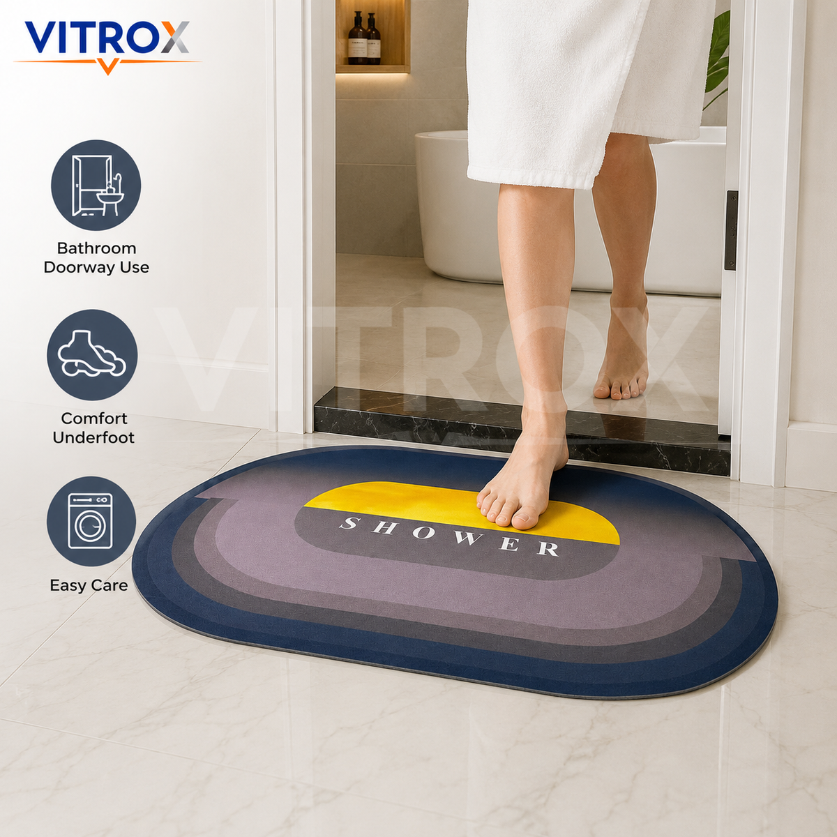 Shower Floor Mat with Anti-Slip Backing
