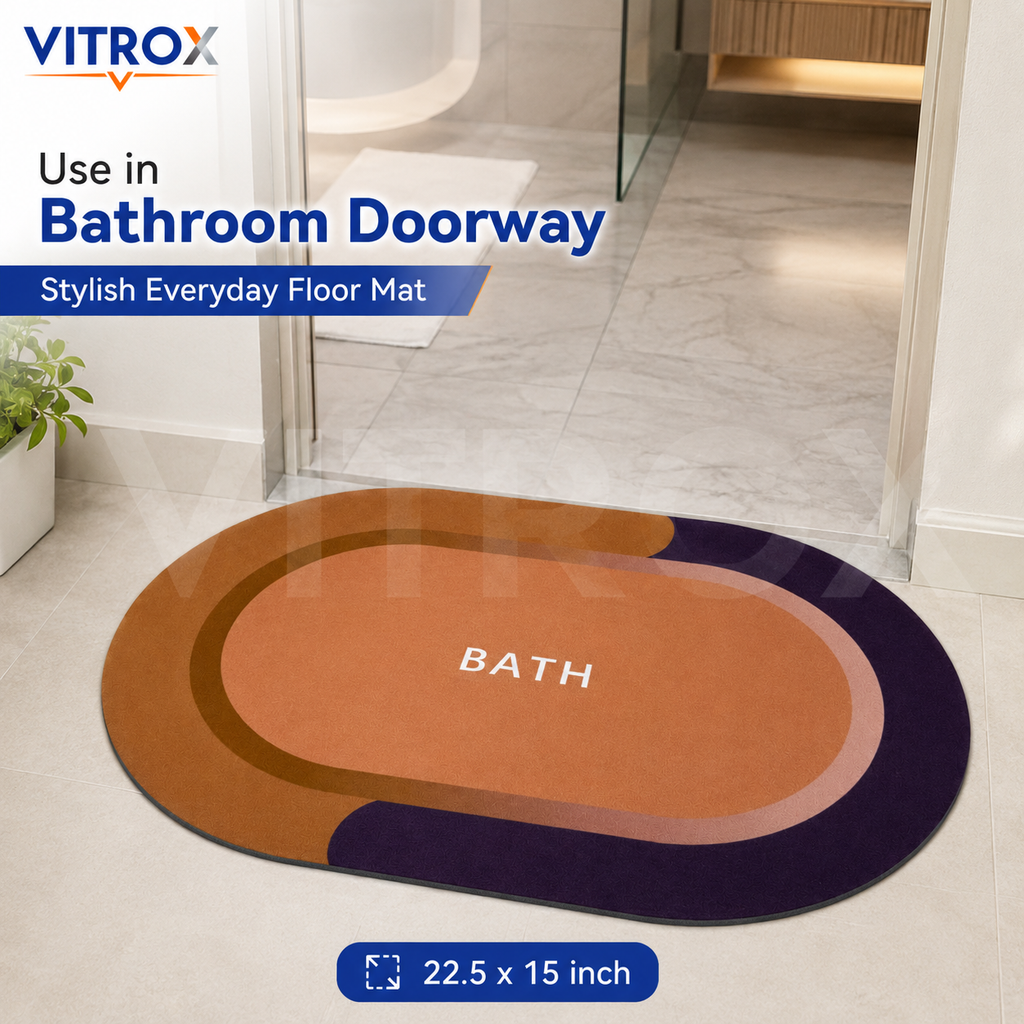 Oval Bath Floor Mat with Anti-Slip Backing