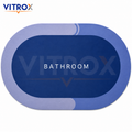 Blue Bathroom Floor Mat with Anti-Slip Backing