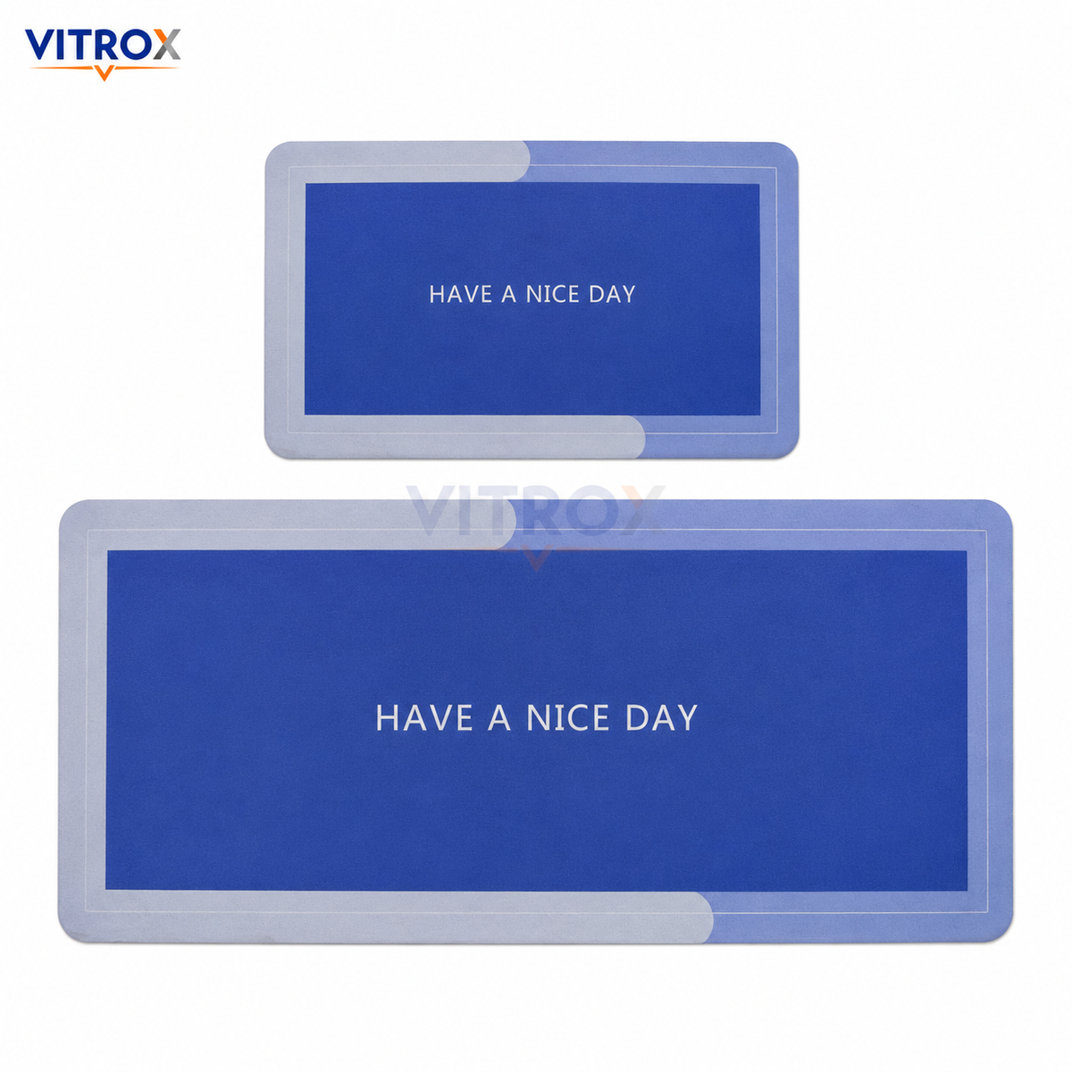 Blue Printed Floor Mat Set of 2
