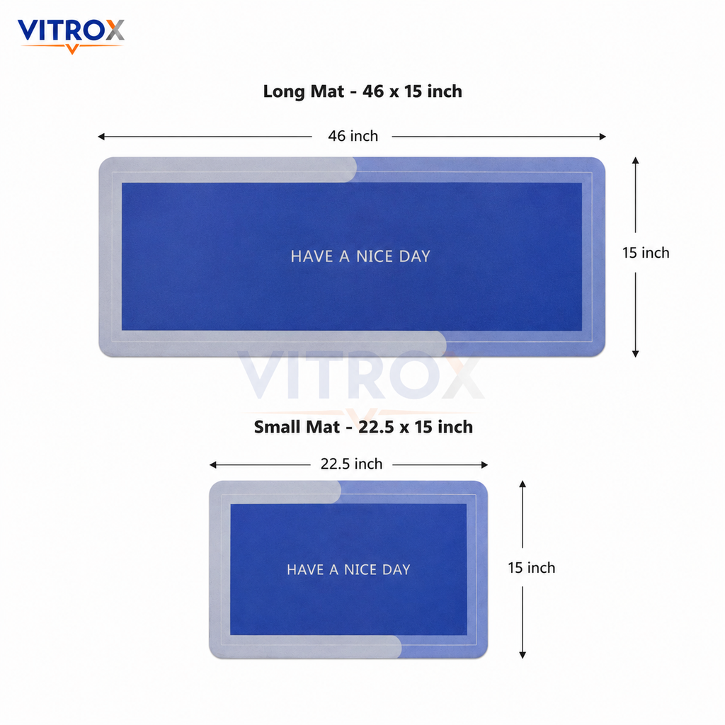 Blue Printed Floor Mat Set of 2