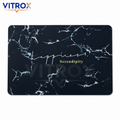 Black Marble Print Floor Mat with Anti-Slip Backing