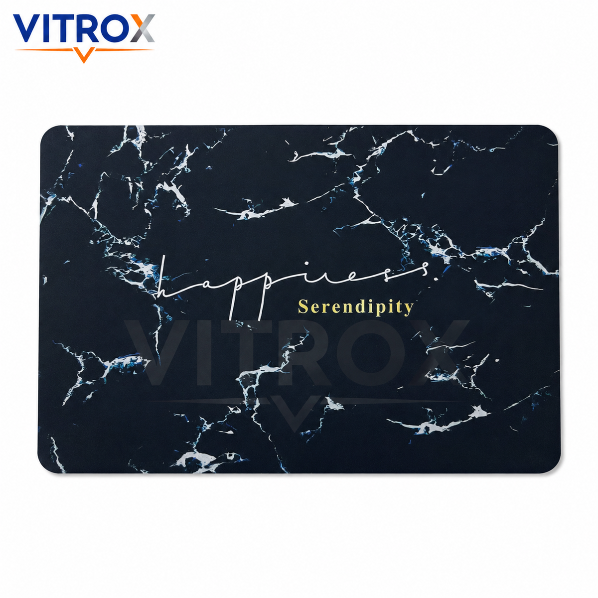 Black Marble Print Floor Mat with Anti-Slip Backing