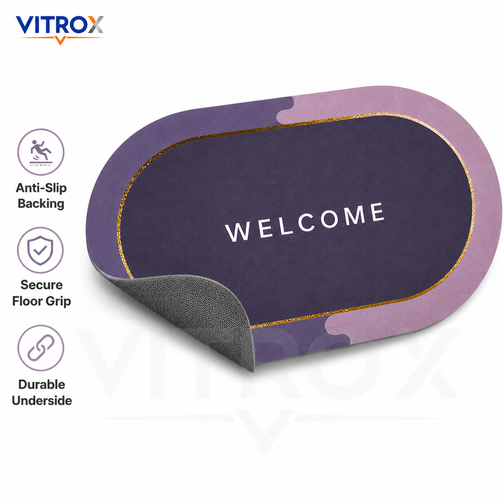 Oval Welcome Floor Mat with Anti-Slip Backing