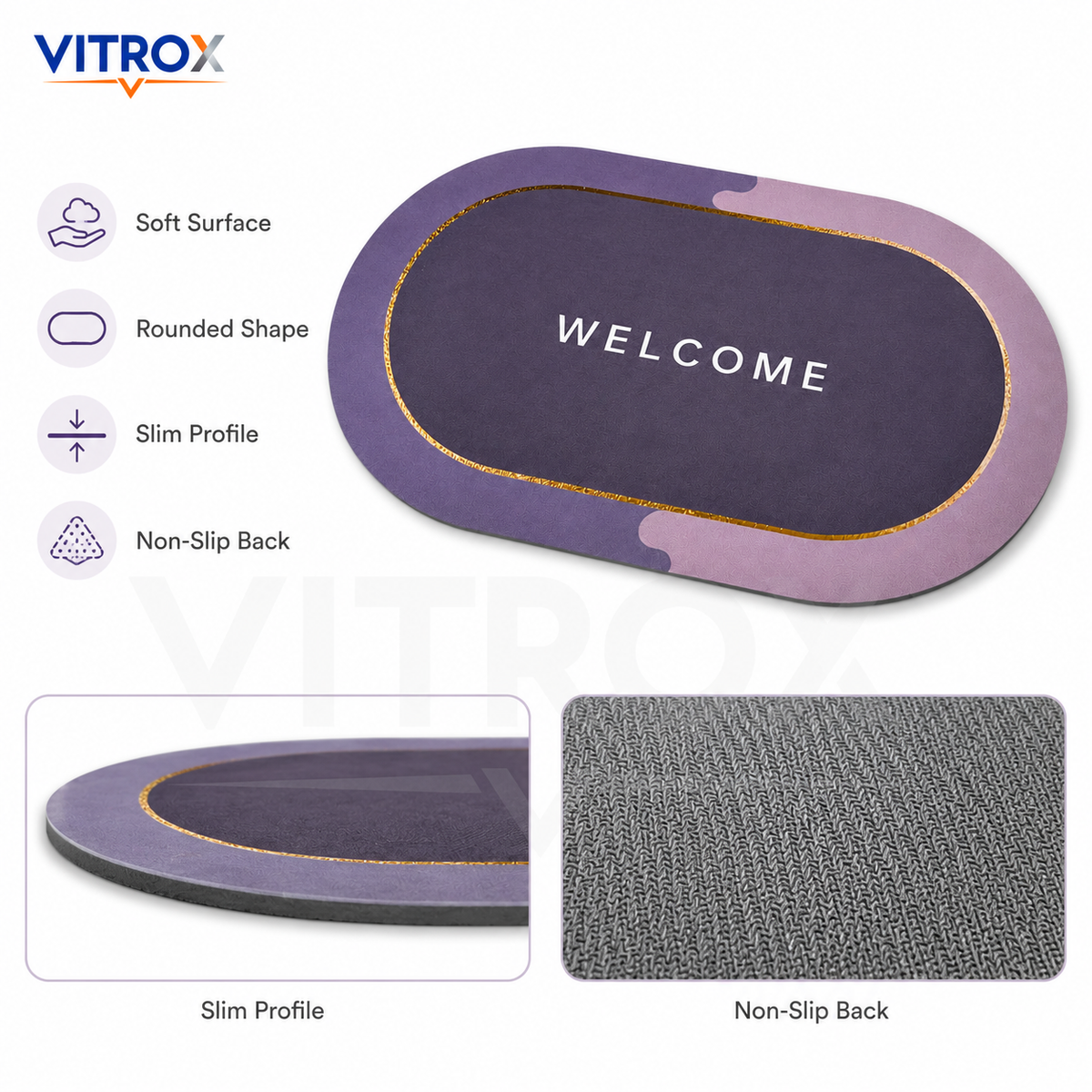 Oval Welcome Floor Mat with Anti-Slip Backing
