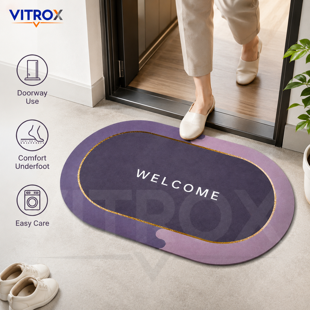 Oval Welcome Floor Mat with Anti-Slip Backing