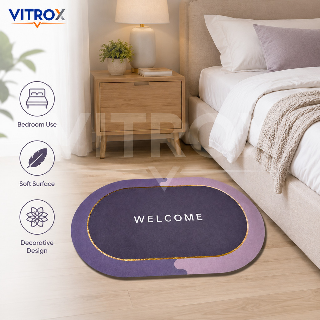 Oval Welcome Floor Mat with Anti-Slip Backing