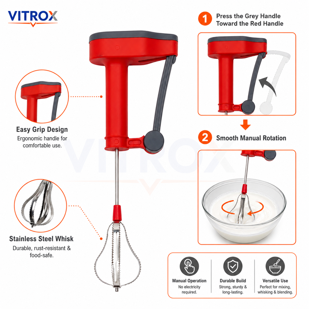 Manual Push Hand Whisk Blender