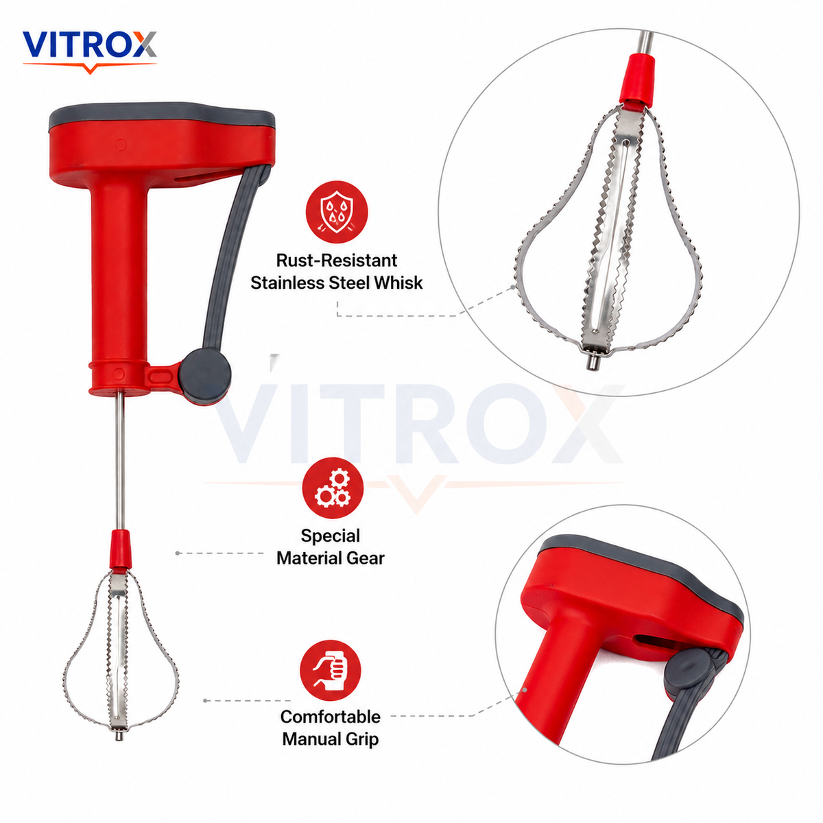 Manual Push Hand Whisk Blender