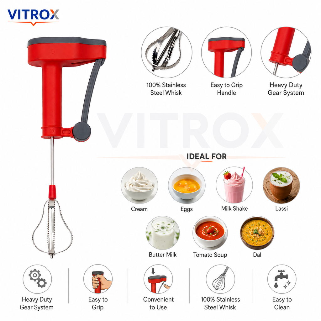 Manual Push Hand Whisk Blender