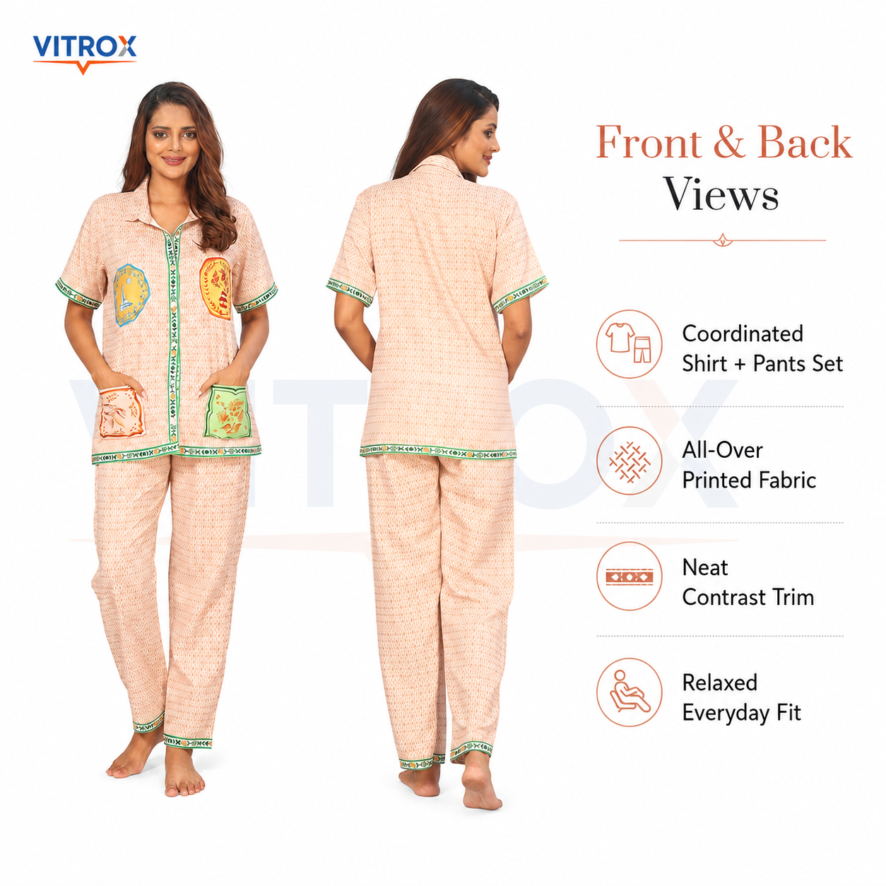 Women’s 2-Piece Printed Night Suit Set