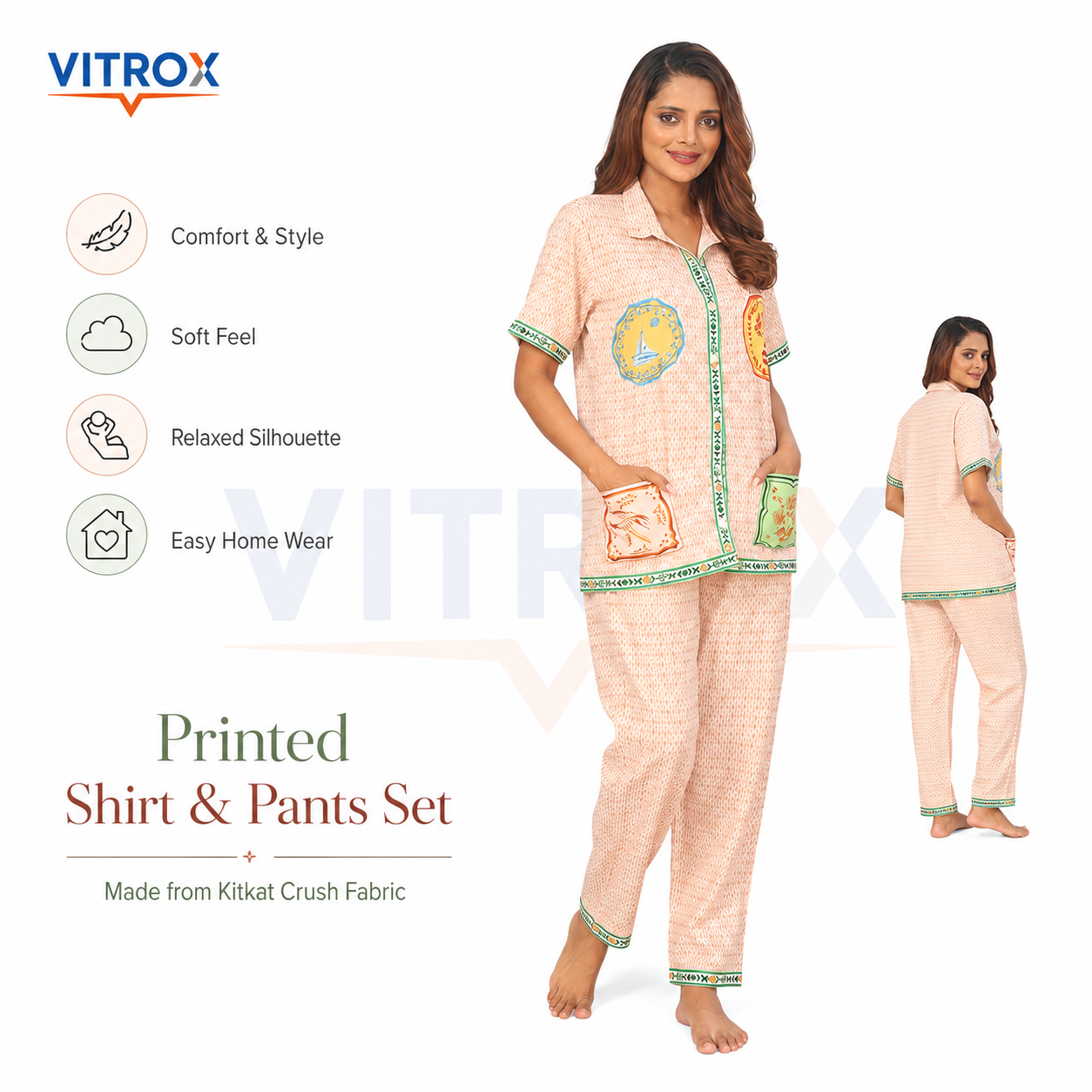 Women’s 2-Piece Printed Night Suit Set