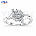 Silver-Tone Floral Adjustable Ring for Girls & Women