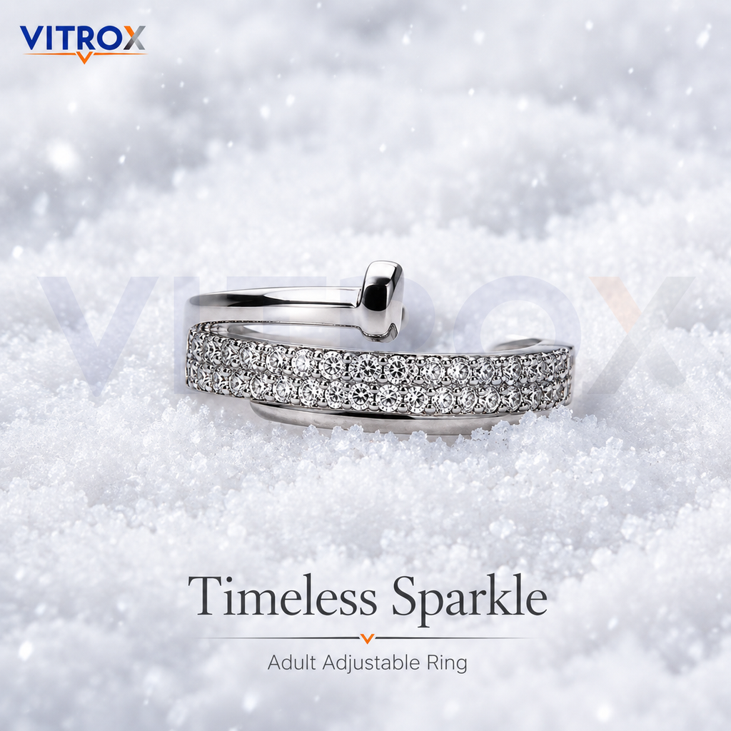 Silver-Tone Adjustable Ring for Girls & Women