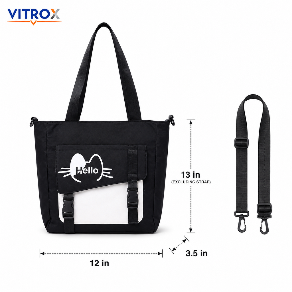 Black Hello Print Tote Bag
