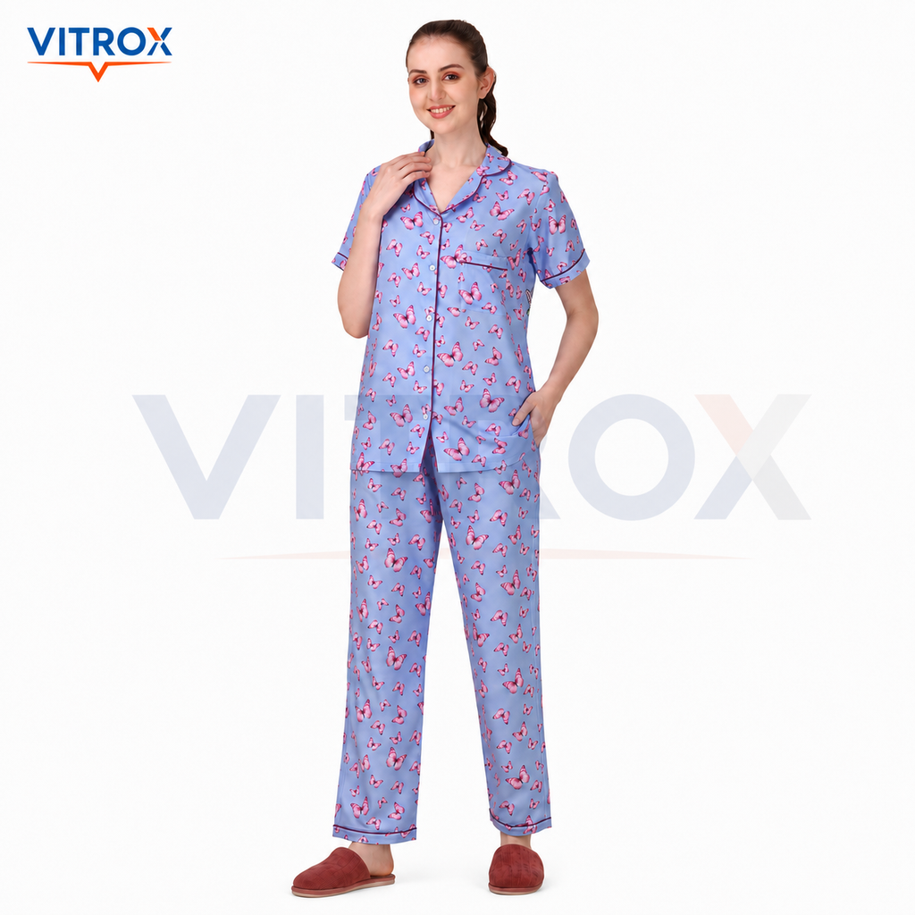 Women’s 2-Piece Cotton Blend Butterfly Print Night Suit Set