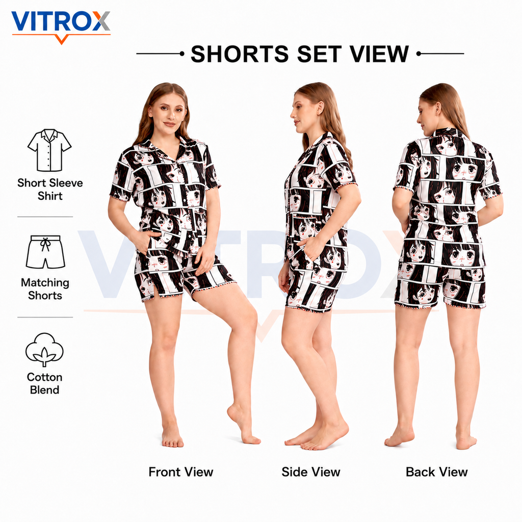 Women’s Printed Cotton Blend Night Suit Set