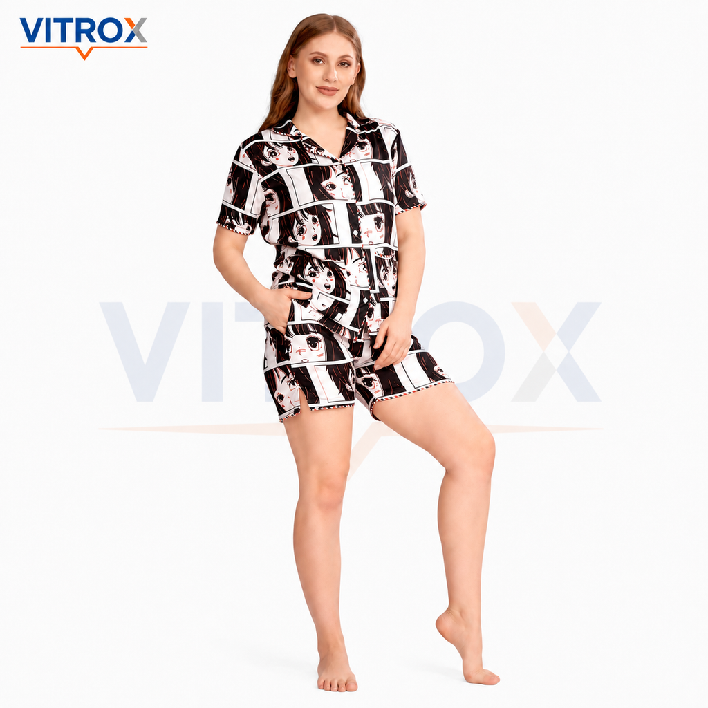 Women’s Printed Cotton Blend Night Suit Set