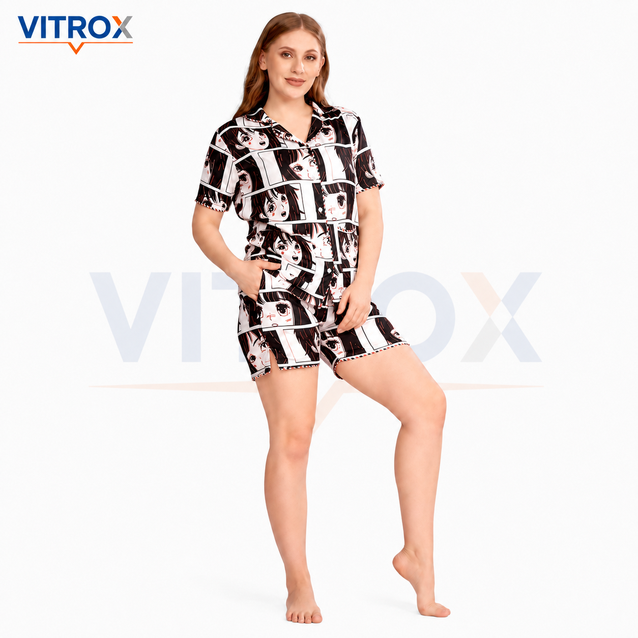 Women’s Printed Cotton Blend Night Suit Set