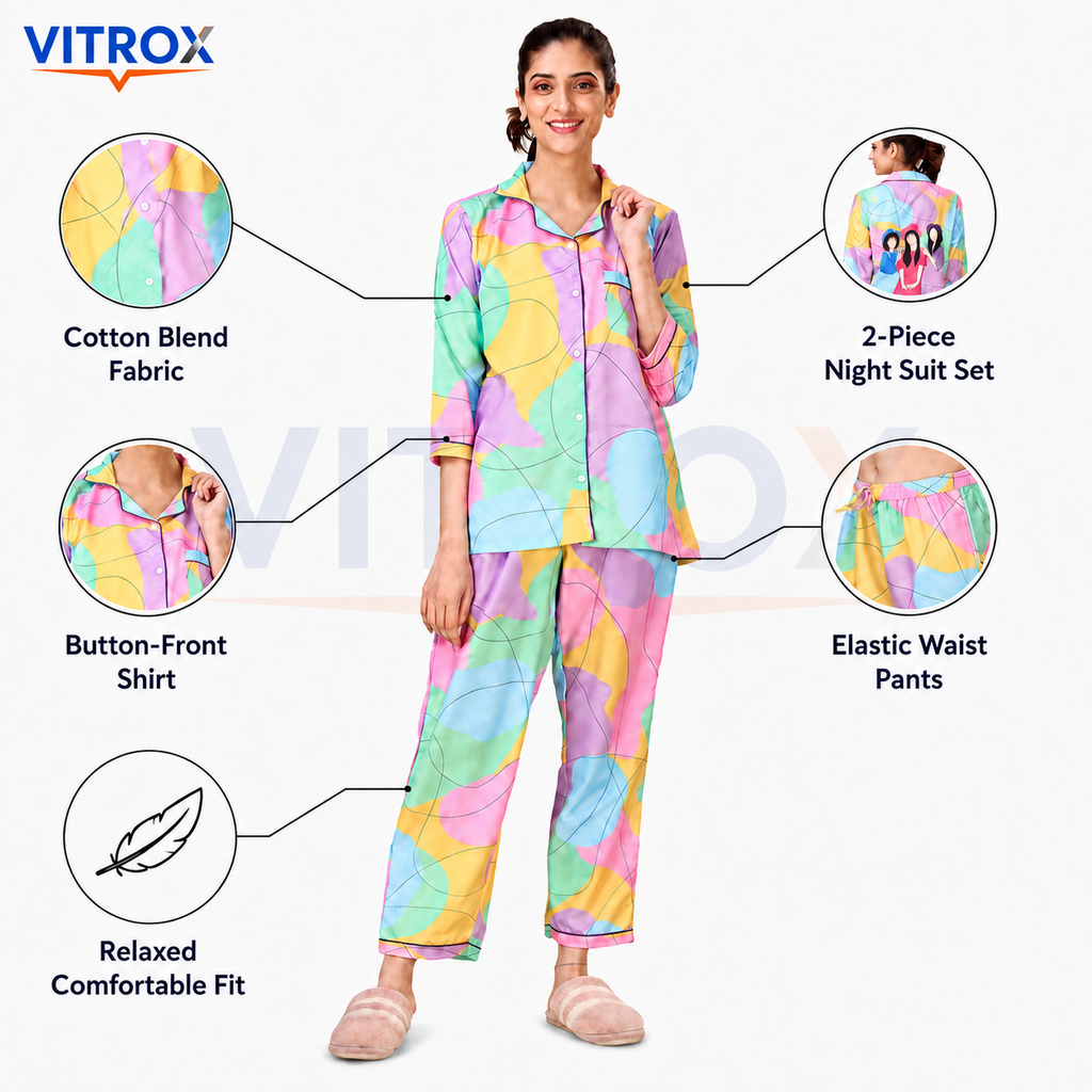 Women’s 2-Piece Cotton Blend Night Suit Set