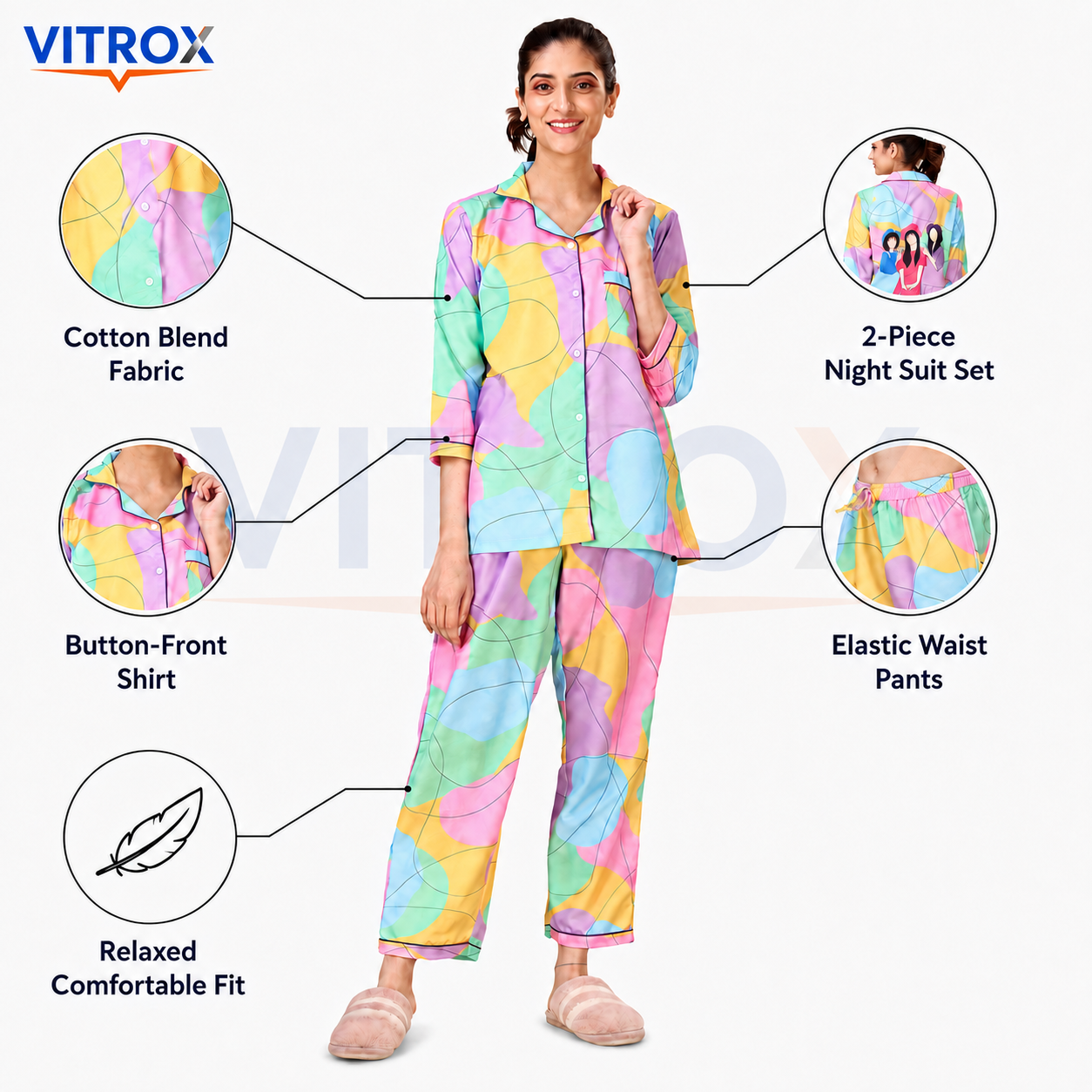 Women’s 2-Piece Cotton Blend Night Suit Set