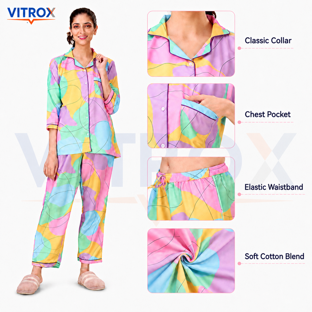 Women’s 2-Piece Cotton Blend Night Suit Set