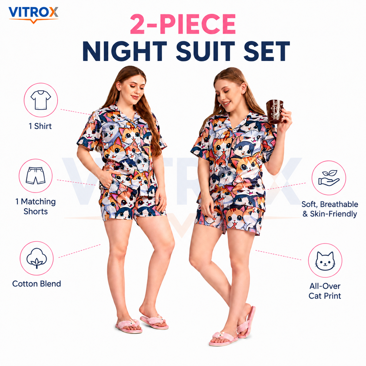 Women’s 2-Piece Cotton Blend Night Suit Set