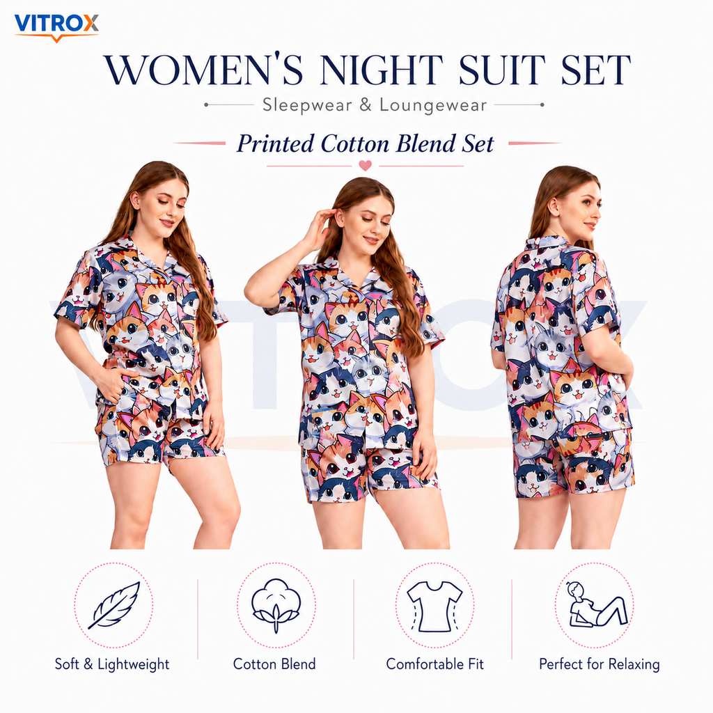 Women’s 2-Piece Cotton Blend Night Suit Set