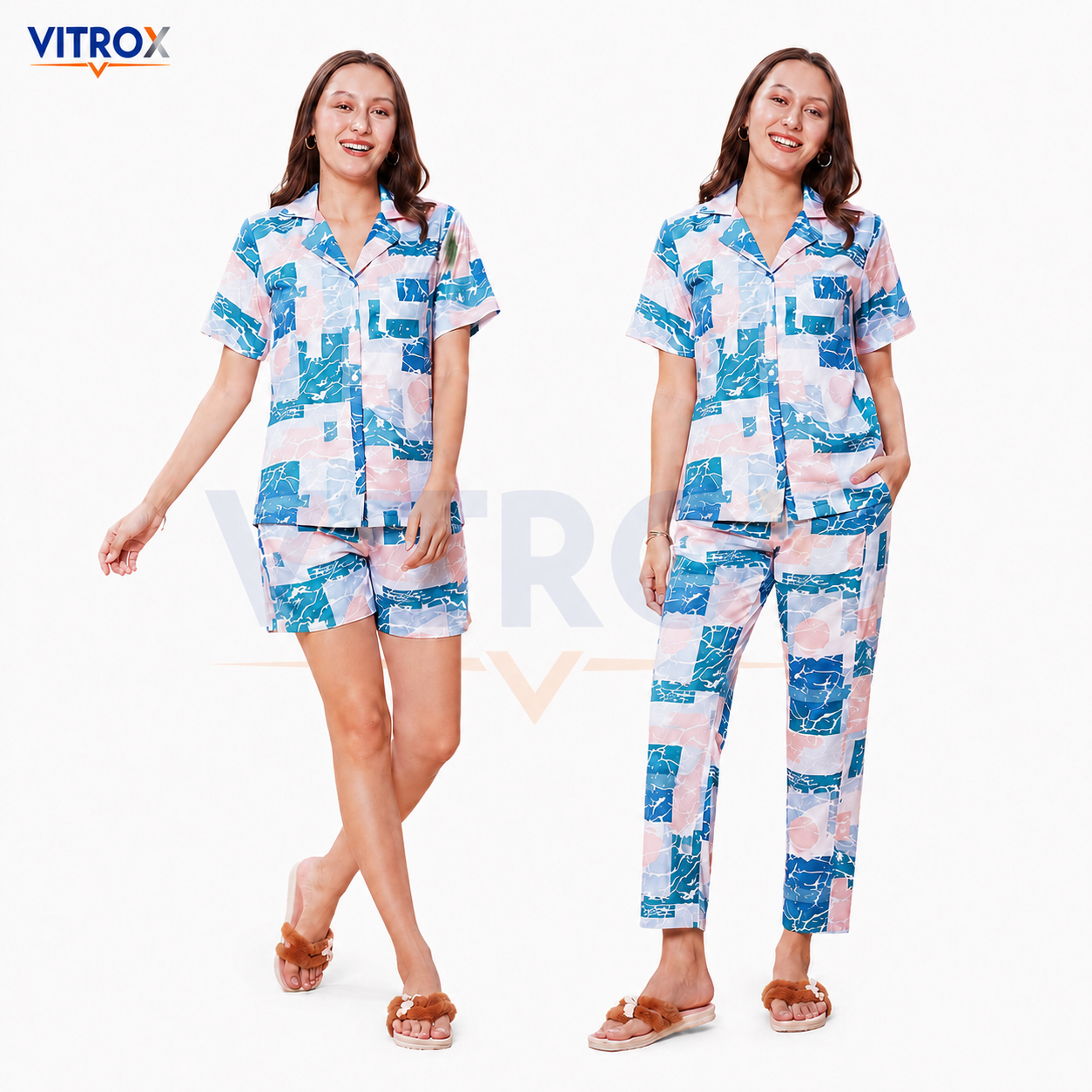 Women’s 3-Piece European Satin Night Suit Set