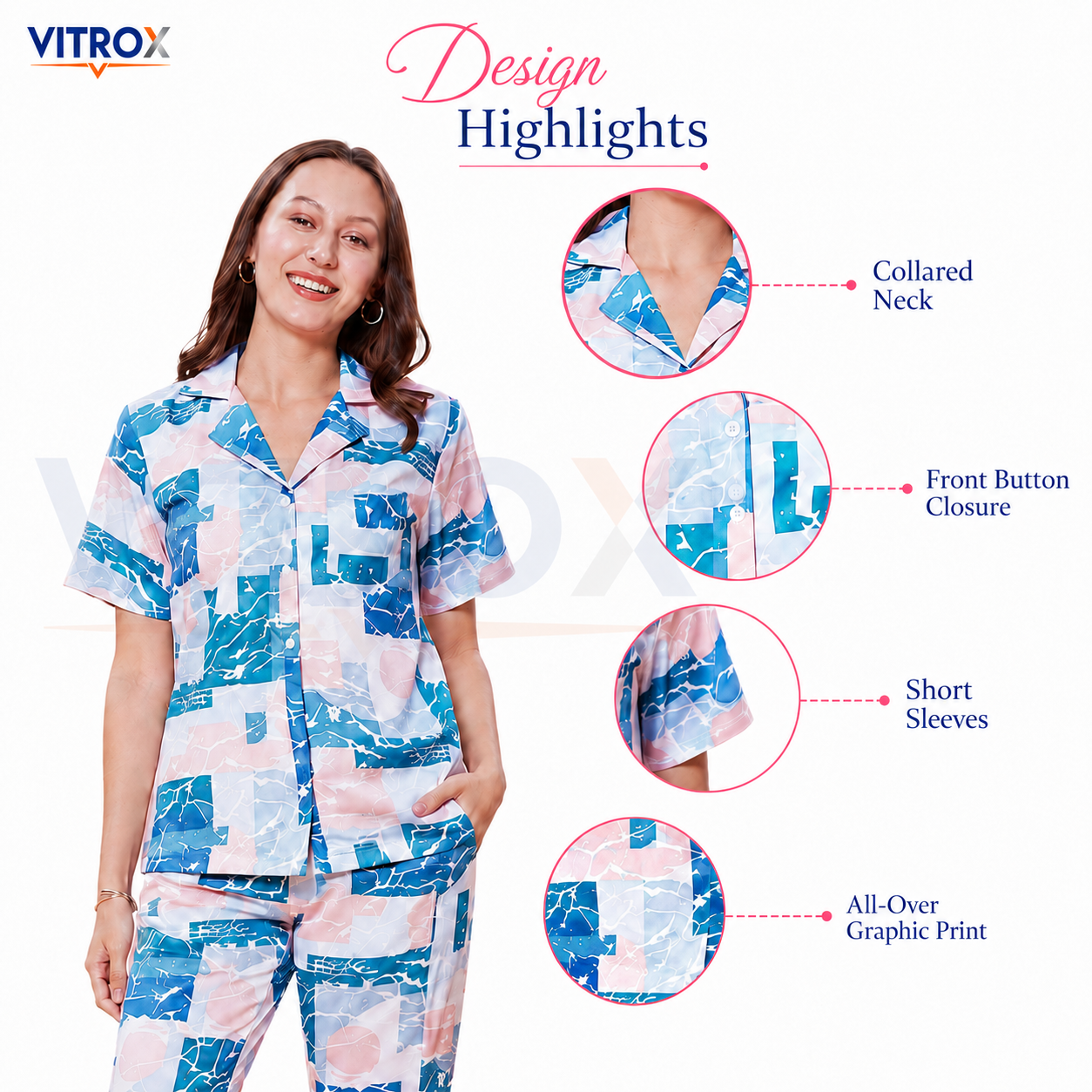 Women’s 3-Piece European Satin Night Suit Set