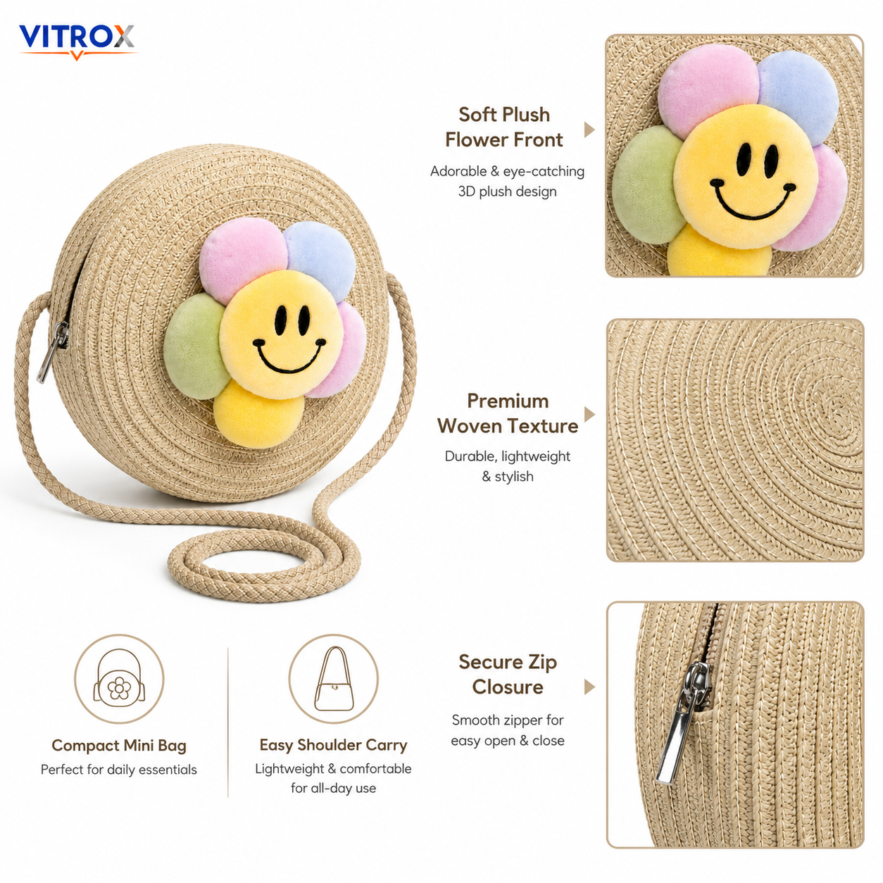 Women’s Round Woven Crossbody Bag