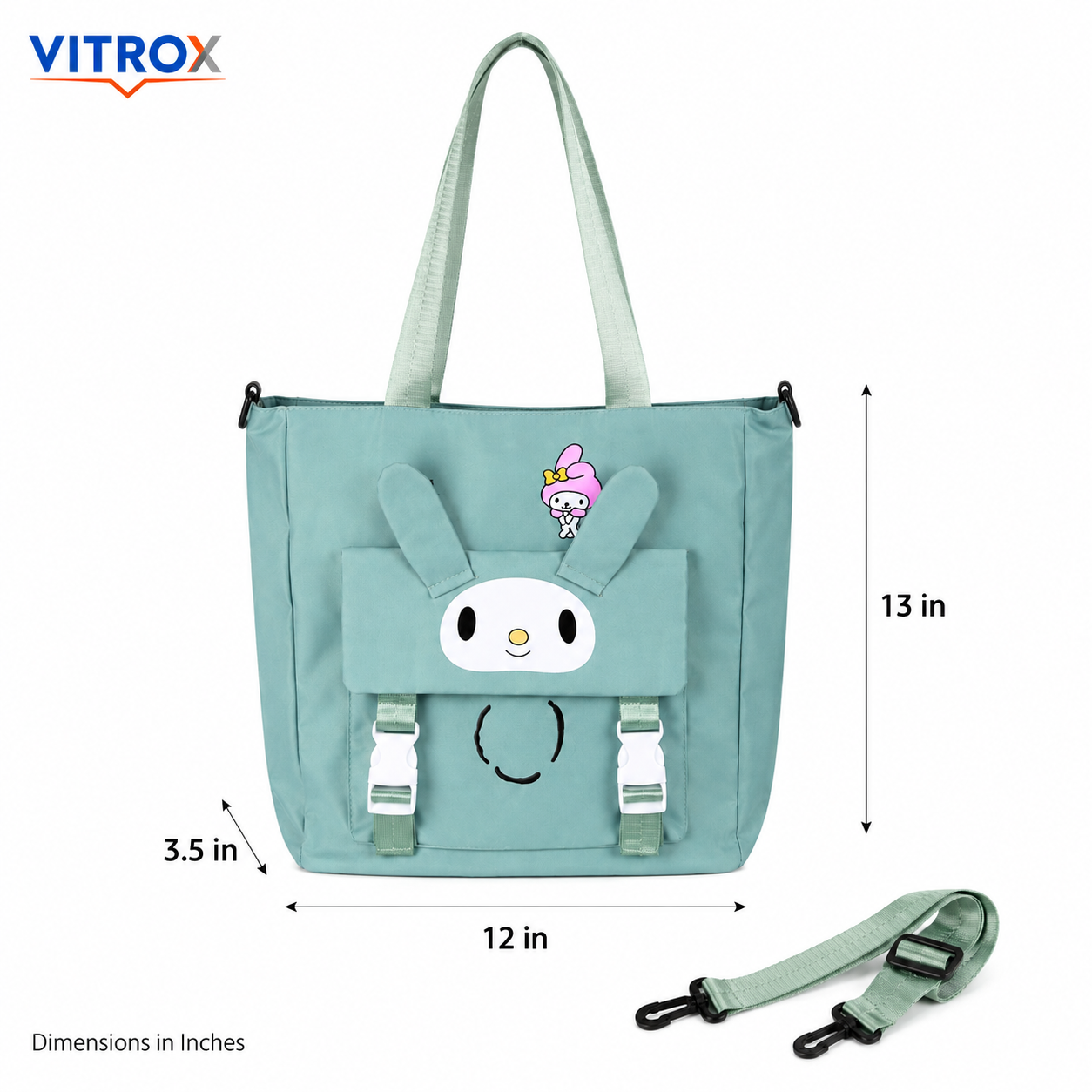 Cute Character Tote Bag with Front Flap Pocket