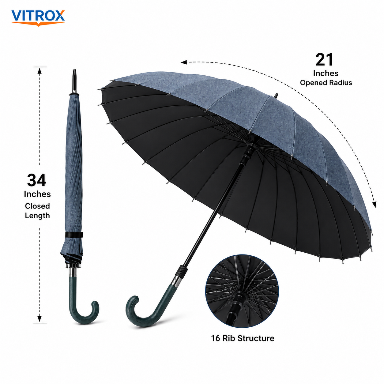 Denim Design UV 16K Umbrella – Blue Grey