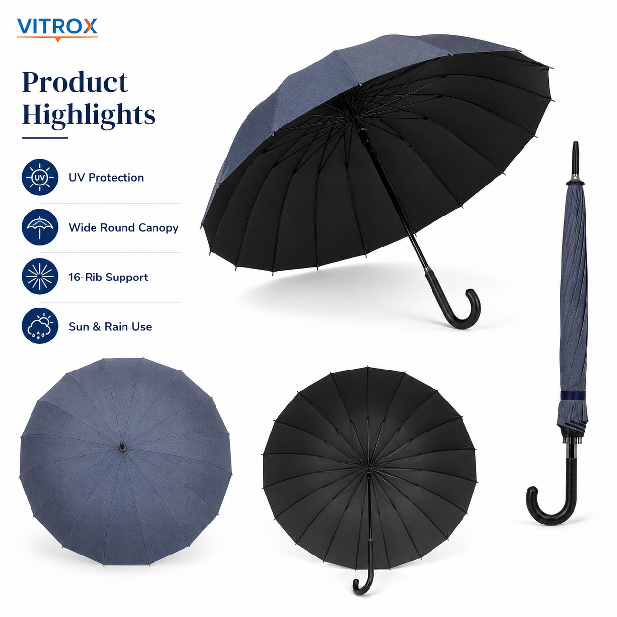 Denim Design UV 16K Umbrella –Sun & Rain Umbrella