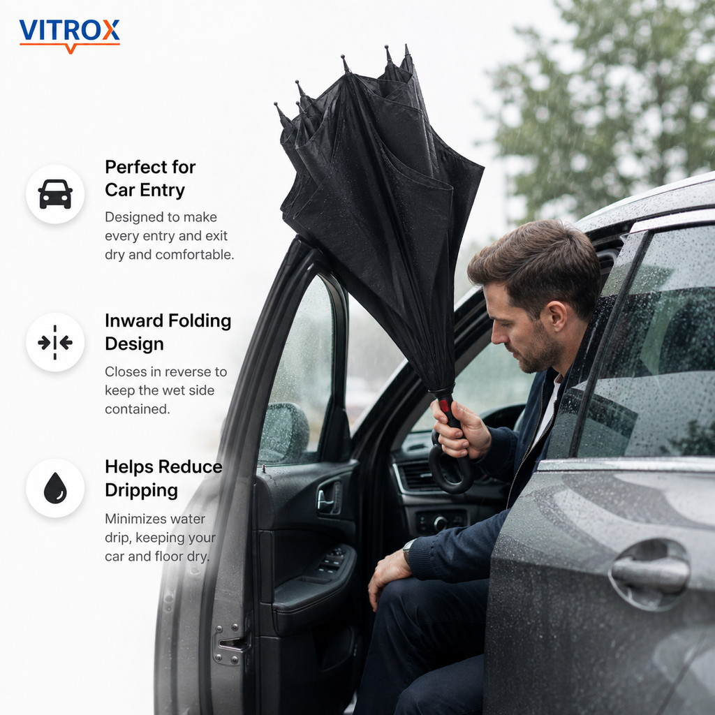 Reverse Car Umbrella – Inward Folding Umbrella