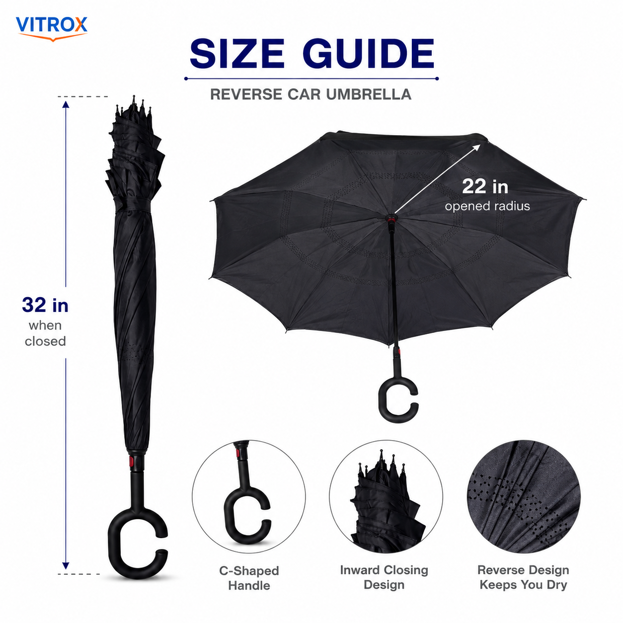 Reverse Car Umbrella – Inward Folding Umbrella