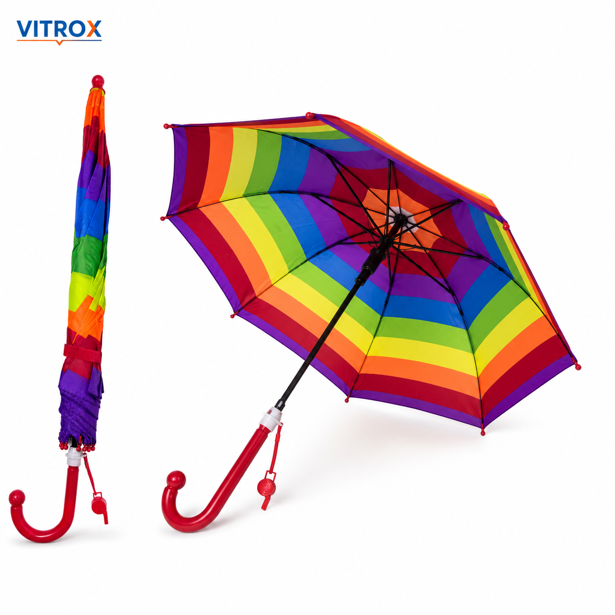 Kids Rainbow Umbrella with Easy Push Button – School Rain Umbrella