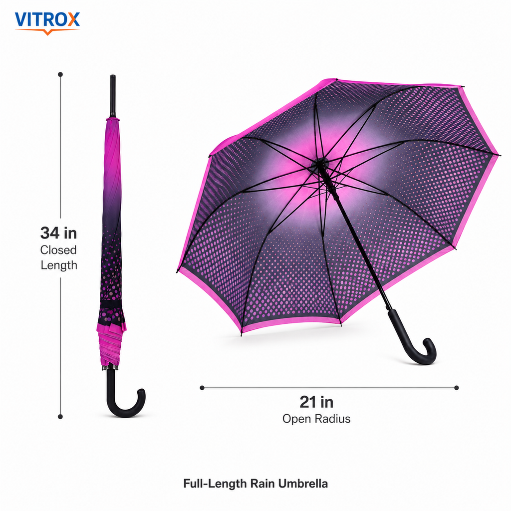 Pink & Black Colourful Dot Umbrella –  Rain Umbrella