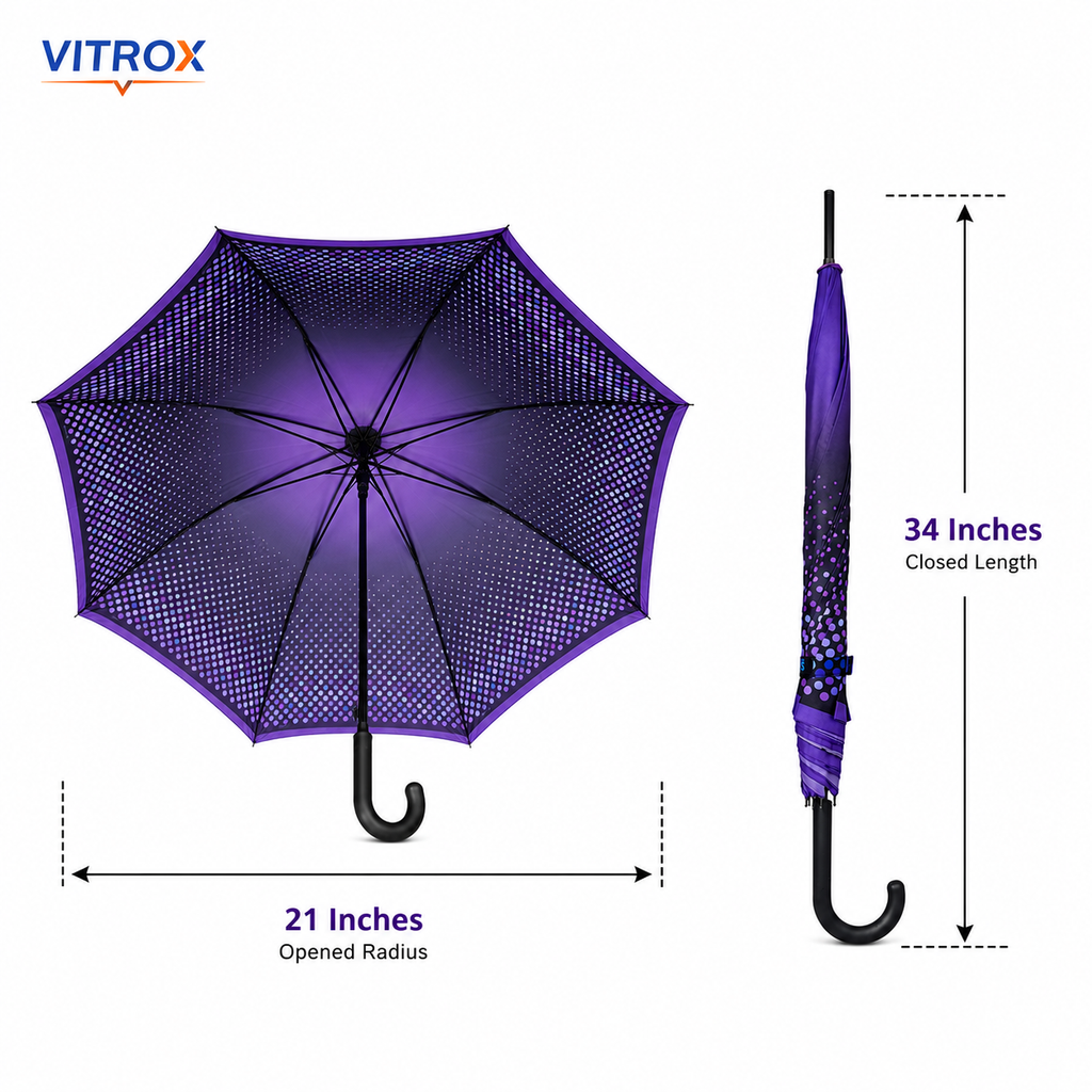 Purple Gradient Dot Umbrella with Black J Handle