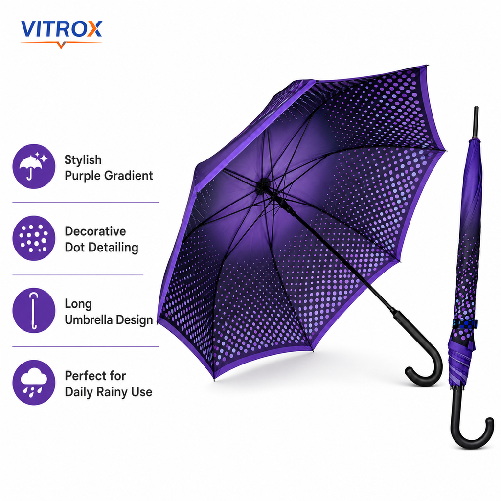 Purple Gradient Dot Umbrella with Black J Handle