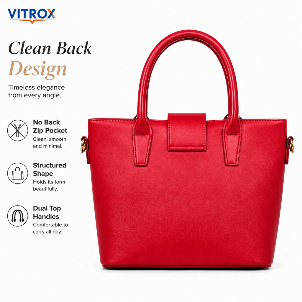 Vitrox Elegant Red Quilted Ladies Handbag with Detachable Shoulder Strap, Scarf & Pom-Pom Charm