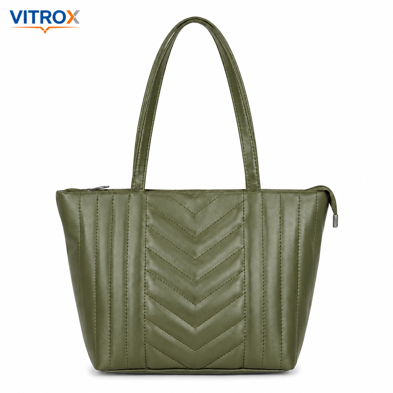 Vitrox Women’s Olive Green Quilted Tote Handbag with Zip Closure & Additional Strap