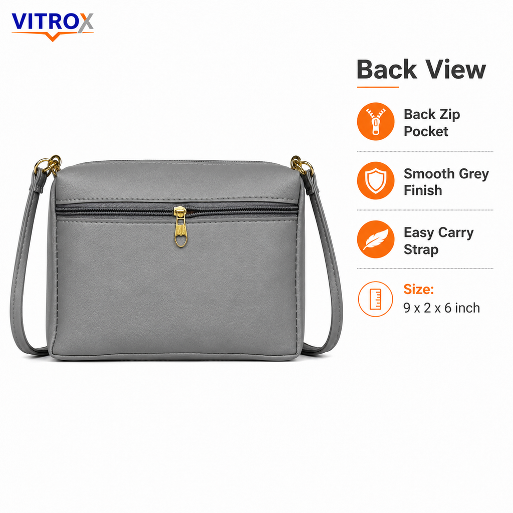 Vitrox Grey Check Ladies Crossbody Bag | Compact Sling Bag with Gold Bow & Colourful Chain Detail