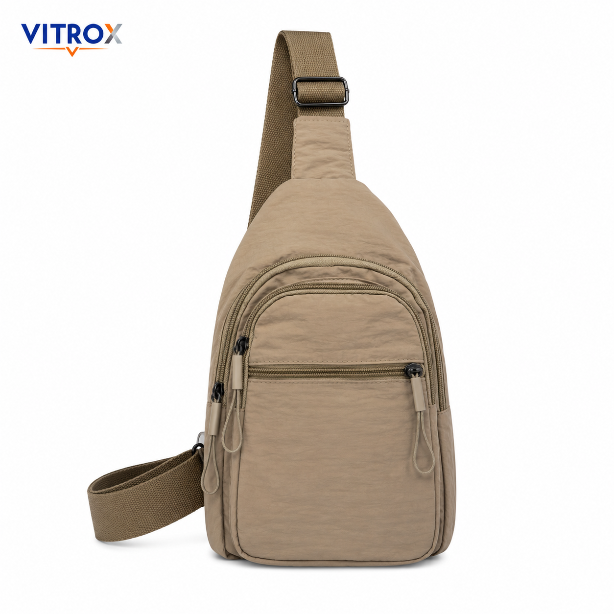 Vitrox Unisex Beige Sling Bag Compact Crossbody Bag with Adjustable Strap