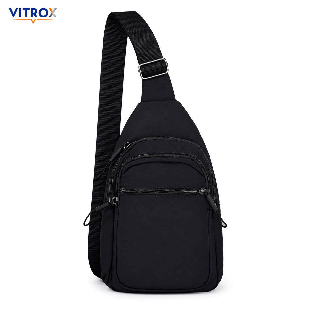 Vitrox Black Unisex Sling Bag – Compact Crossbody Bag with Adjustable Shoulder Strap